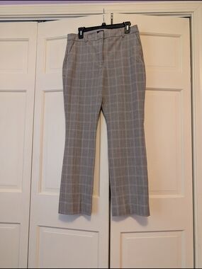 Express Editor Plaid Pants in Light Gray and Brown